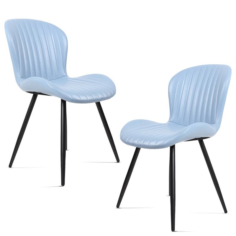 Modern Leather Upholstered Dining Chairs (Set of 2)