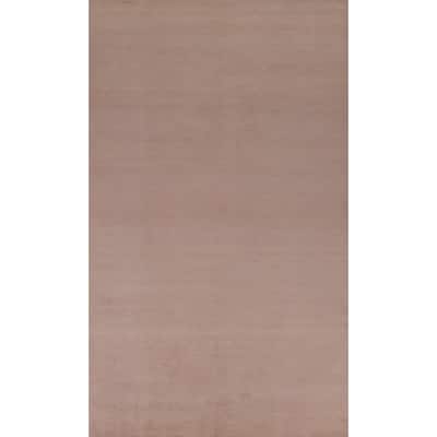 Hand Knotted Oriental 100% Wool Carpet Modern Solid Peach Gabbeh Area Rug - 10' 3'' X 5' 3''
