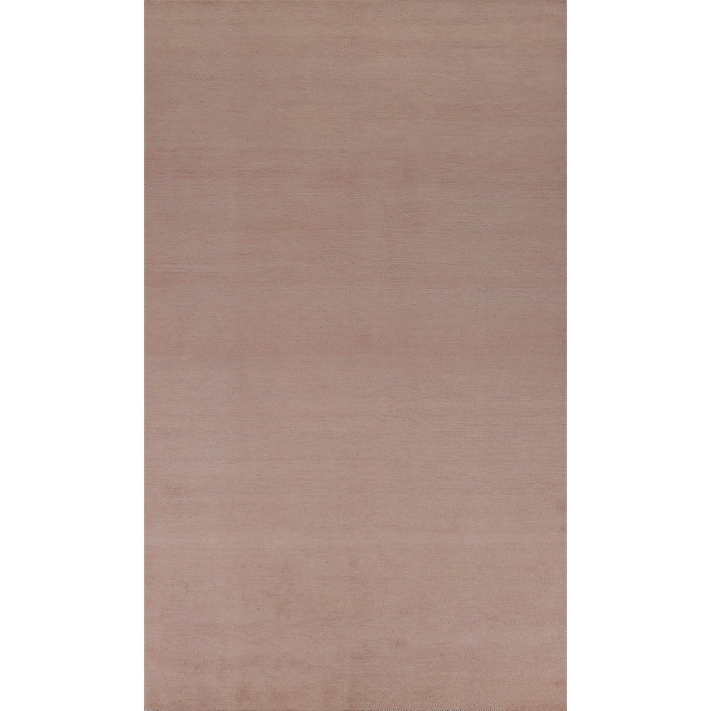 Hand Knotted Oriental 100% Wool Carpet Modern Solid Peach Gabbeh Area Rug - 10' 3'' X 5' 3''