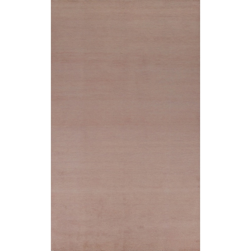 Hand Knotted Oriental 100% Wool Carpet Modern Solid Peach Gabbeh Area Rug - 10' 3'' X 5' 3''