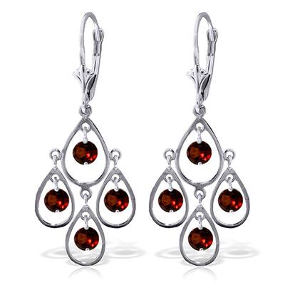 2.4 Carat 14K Solid Gold Garnet Drop Gemstone Chandelier Earrings