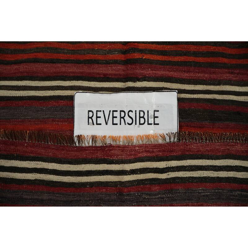 Hand Woven Oriental 100% Wool Carpet Southwestern Geometric Red Kilim Area Rug - 10' 2'' X 5' 0''