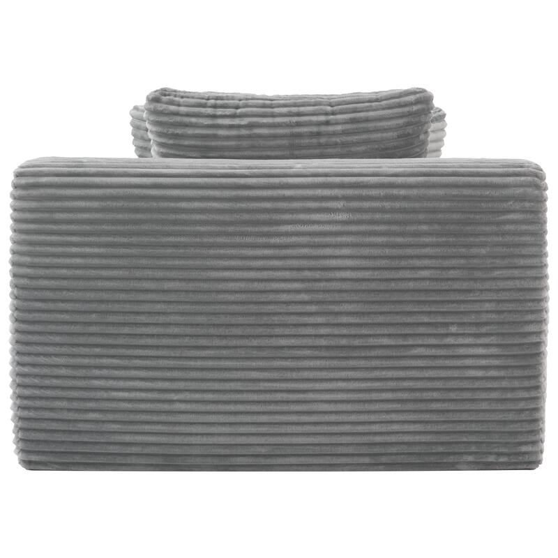 Modern Grey Corduroy Chaise Lounge Sofa with Wide Armrests and Extra Cushions for Comfort - 48.8"D x 66.1"W x 34.7"H