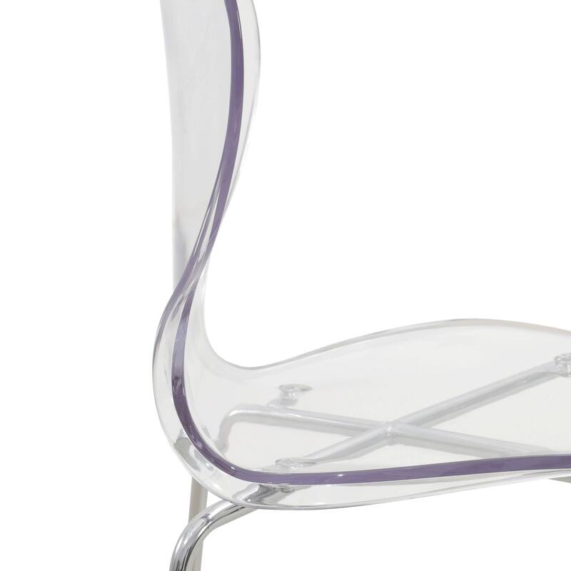 30 in. Seat Height Acrylic Plastic Barstool in Chrome Steel Frame Armless with Footrest