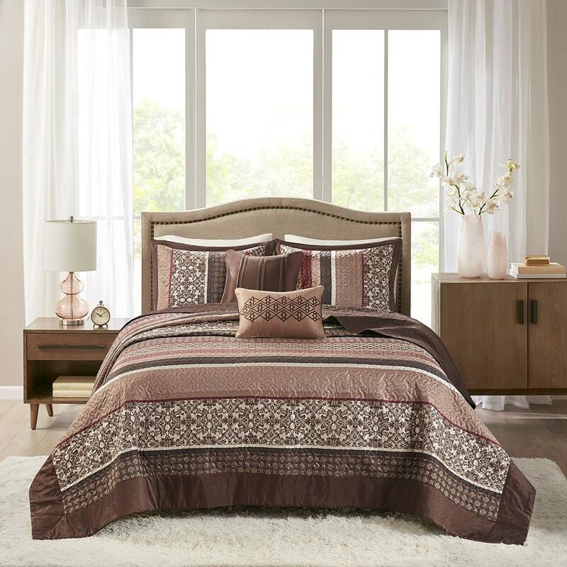 GDF Studio - Princeton 5-Piece Reversible Jacquard Quilt Set with Decorative Pillows