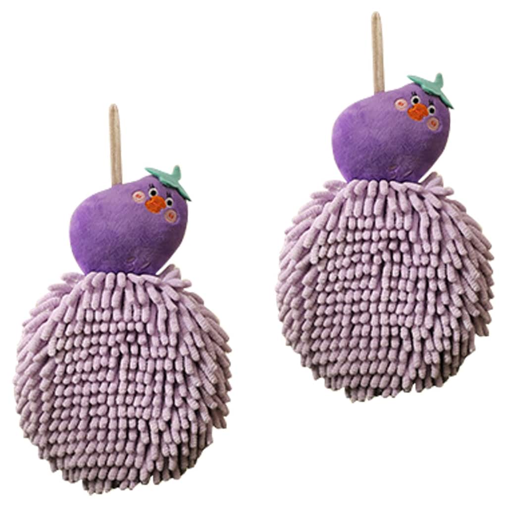 Cute Cartoon Fuzzy Ball Hand Towels, Soft and Quick Dry Decorative Hanging Hand Towel Set for Bathroom, Kitchen, Toilet