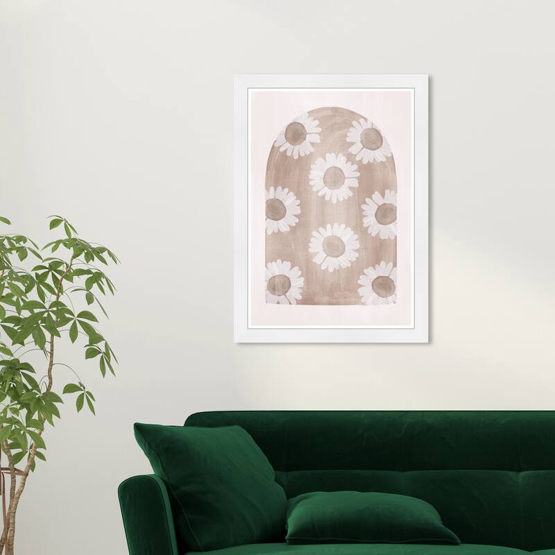 Wynwood Studio Faded Floral Arch Framed Boho Floral 1 Piece Canvas Wall Art