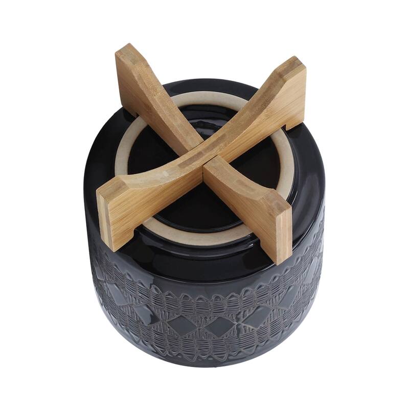 8-inch Ceramic Planter on Wooden Stand