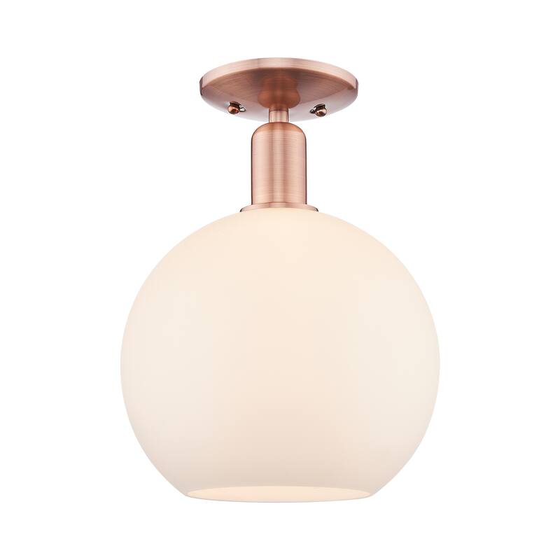 Innovations Lighting Endless Possibilities Arcadia - Athens - 1 Light 10" Semi-Flush Mount - Antique Copper/Matte White