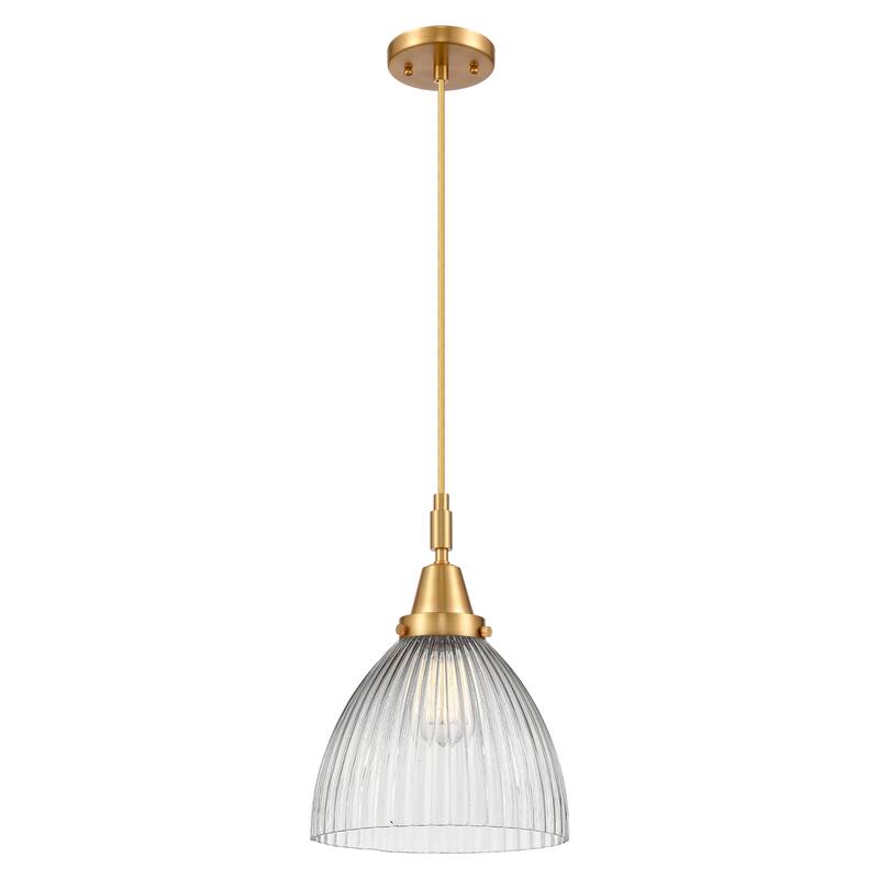 Innovations Lighting Downtown Urban - Caden Seneca Falls - 1 Light 10" Cord Hung Mini Pendant - Clear Halophane Shade/Satin Gold