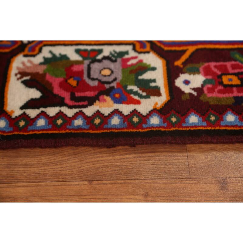 Hand Knotted Oriental 100% Wool Carpet Traditional Floral Pink Bakhtiari Area Rug - 5' 3'' X 3' 7''