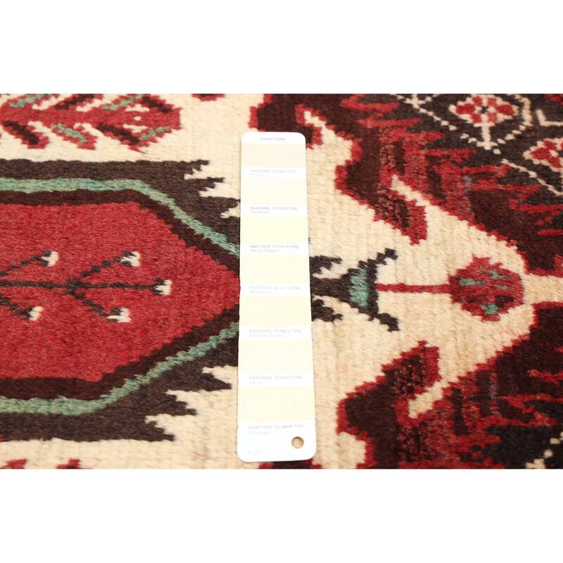 ECARPETGALLERY Hand-knotted Baluch Cream, Dark Red Wool Rug - 3'4 x 5'10