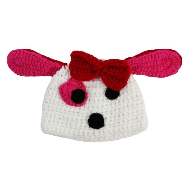 Little S White Pink Ears Crochet Puppy Dog Beanie Hat 0 M Pink Ears Crochet Puppy Dog Beanie Hat