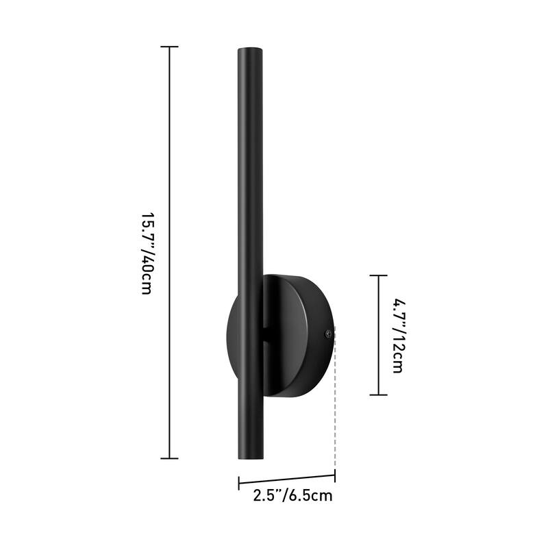 15.7 in. Modern Gold/Black Linear Bathroom Vanity Light Dimmable Integrated LED Wall Light