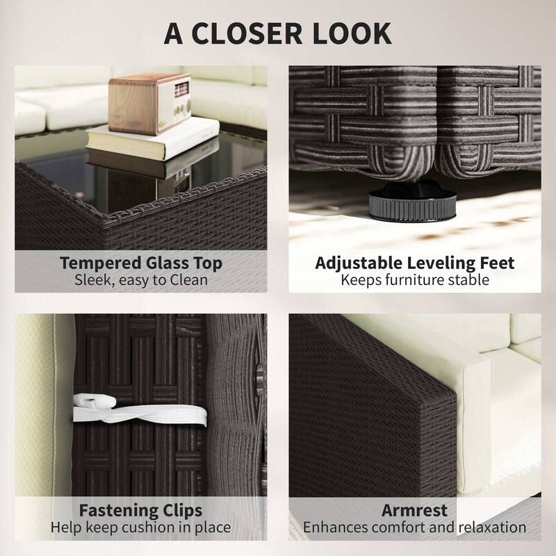 Outsunny 7 Piece Patio Furniture Set, Wicker Outdoor Sectional Sofa Set