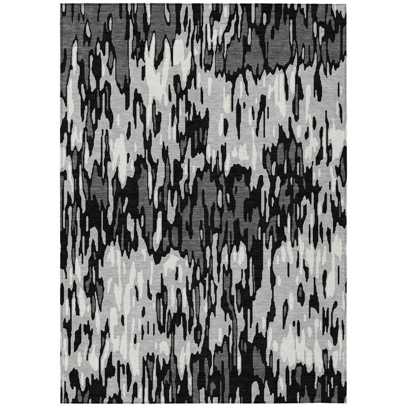 Machine Washable Indoor/ Outdoor Modern Watercolor Chantille Rug