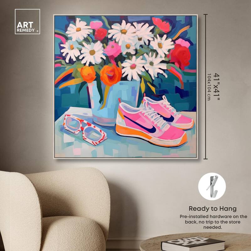 Whimsical Sneakers Flower Vase Canvas by Art Remedy