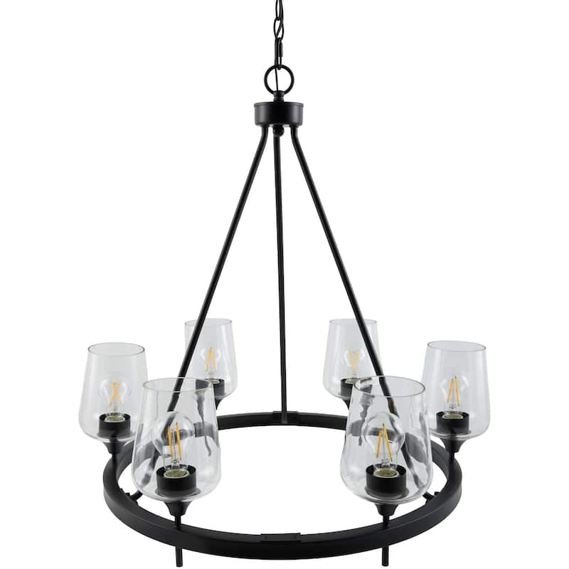 Livabliss Yueva Modern Chandelier - Black/Clear