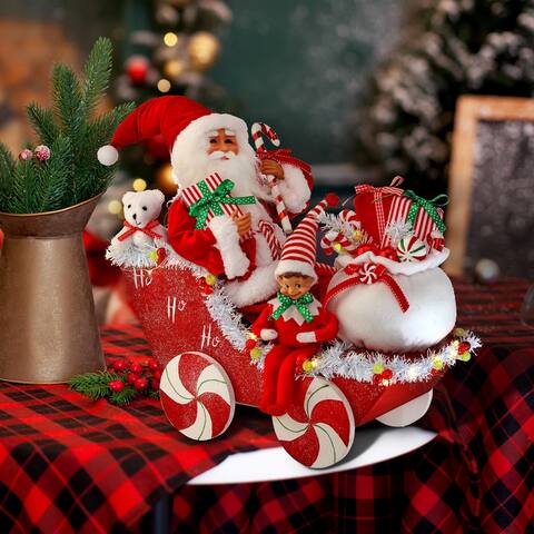 17" LED Santa Candy Sleigh W/Elf