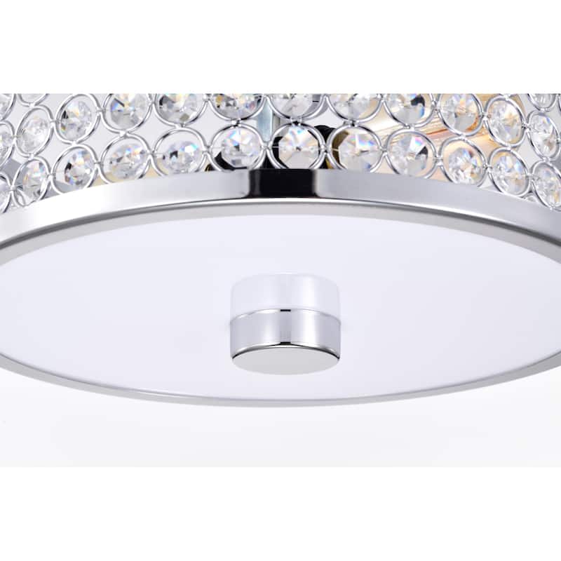 Eudocia 13 Inch Modern Drum Crystal Ceiling Lighted Pendant Chandelier Chrome Finish 2-Light - N/A