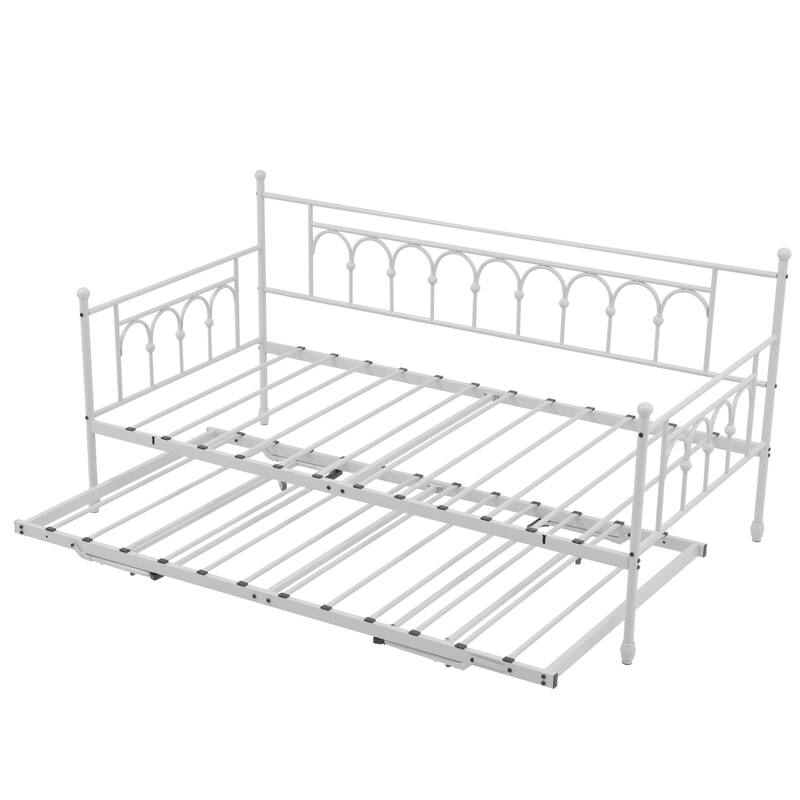 Arched Metal Daybed with Pop Up Trundle Bed for Adults for Living Room / Guest Room🏕️