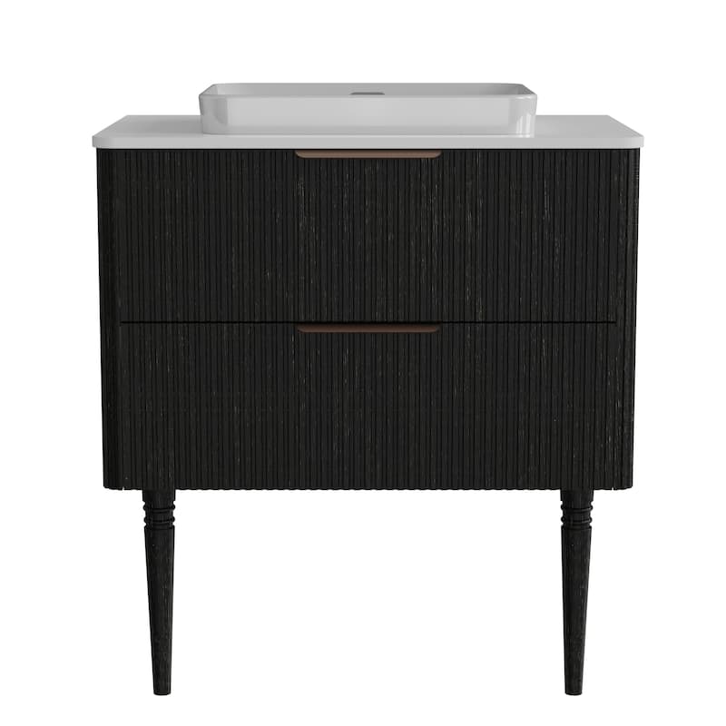 30" Striped Oak Bathroom Vanity With Ceramic Sink, Freestanding Bathroom Vanity, Pre-Assembled