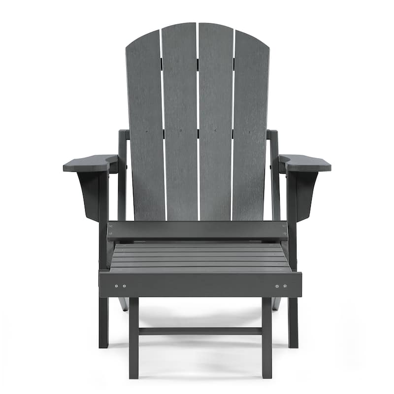 Hurley Folding Poly Adirondack Chair with Pull-out Ottoman (Set of 2)