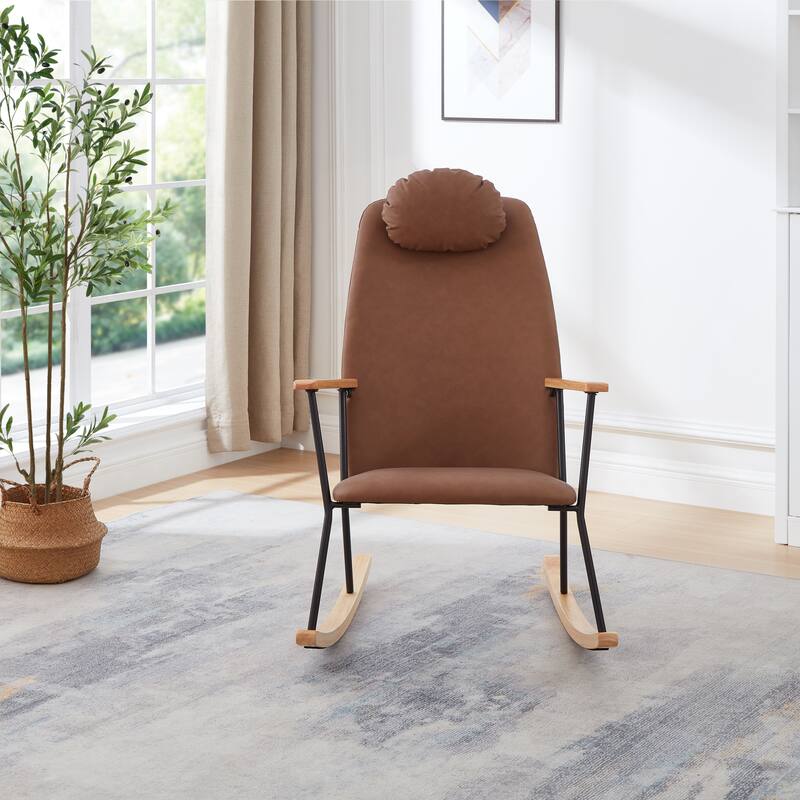 Technical Upholstered Glider Rocking Chair with High Backrest