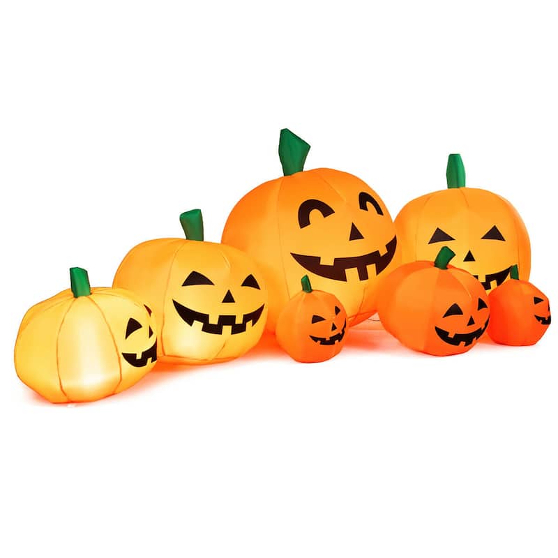 Halloween Inflatable Pumpkins Set with LED Light Garden Decoration - Orange