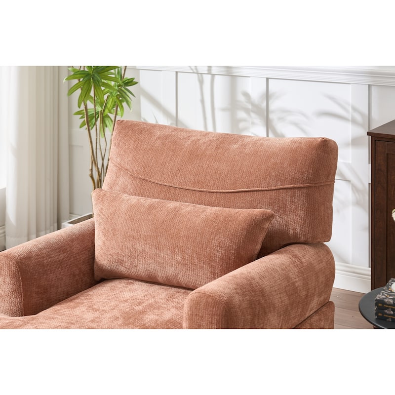 Modern Chaise Lounge Orange Upholstered Indoor Leisure Sofa Recliner Office Chair Sleeper for Living Room