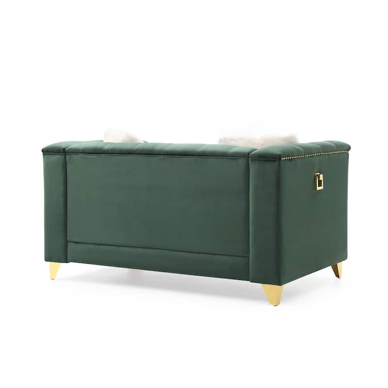 Upholstery Living Room Sofa Set in Velvet Fabric ( Set of 2 )
