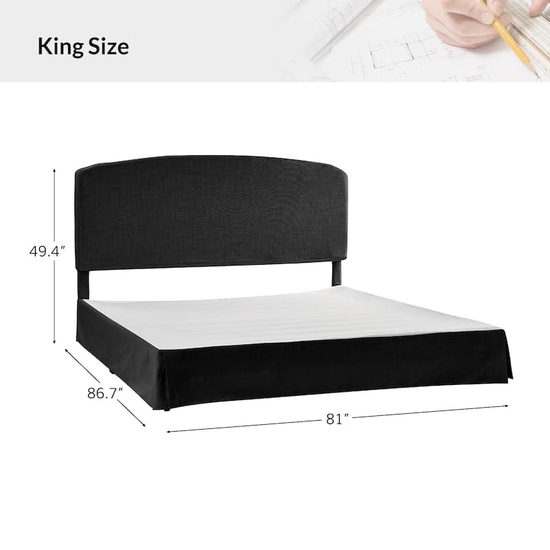 Knut Traditional 2 Piece Bedroom Upholstered Platform Bed with Washable Slipcover Set-QB by HULALA HOME