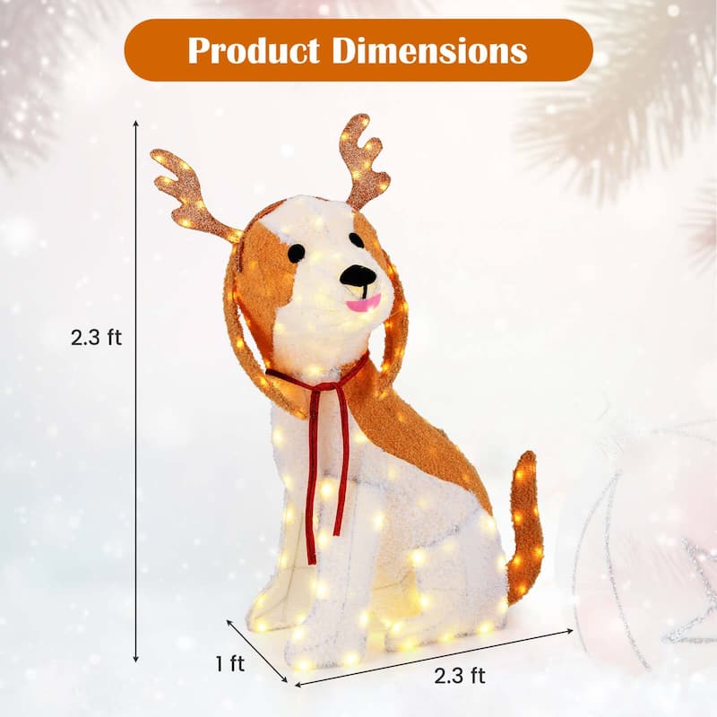 Costway Lighted Christmas Dog with LED Lights 4 Ground Stakes Cable - as pic shows - See Details