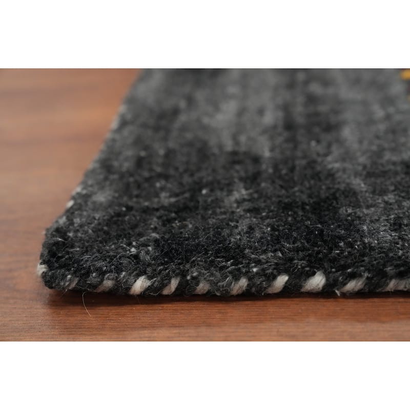 Hand Knotted Oriental 100% Wool Carpet Tribal Animal Pictorial Greys & Charcoal Gabbeh Area Rug - 8' 0'' X 7' 11''