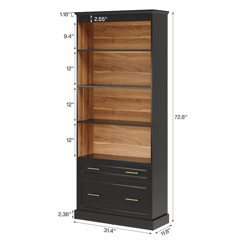 72" Tall Modern Bookcase Book Shelf for Living Room