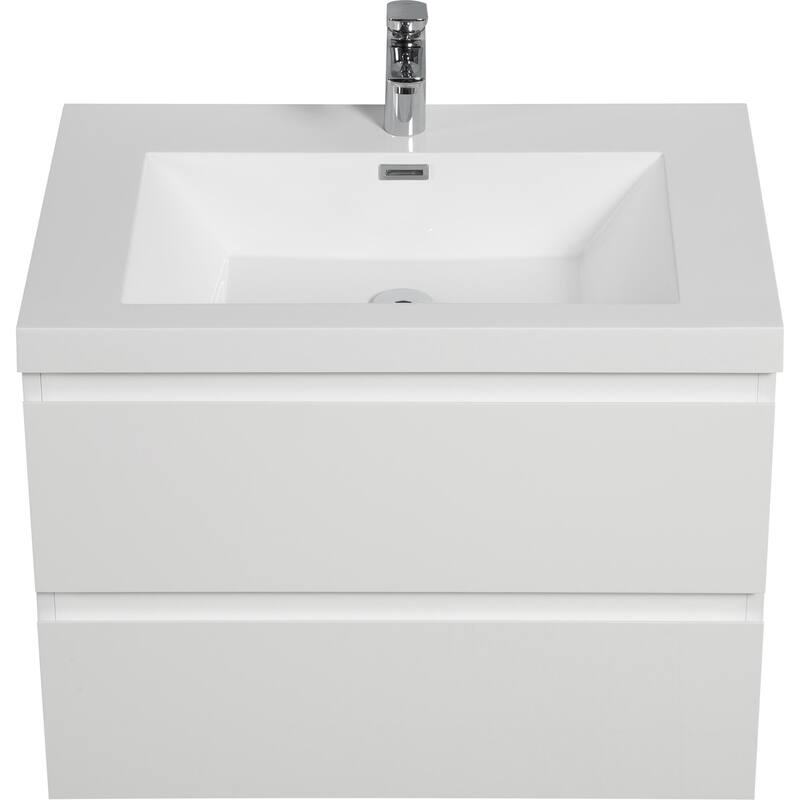 30"Bathroom Vanity with Sink,Modern Wall-Mounted Bathroom Storage Vanity Cabinet with Resin Top Basin and Soft Close Drawers