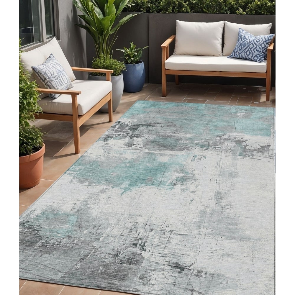 HomeRoots Abstract Transitional Rectangle Outdoor Rug