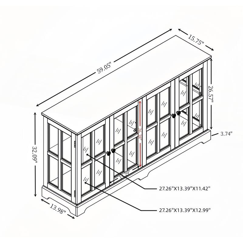 LED Curio Display Cabinet Antique Display Cabinet with Glass Doors