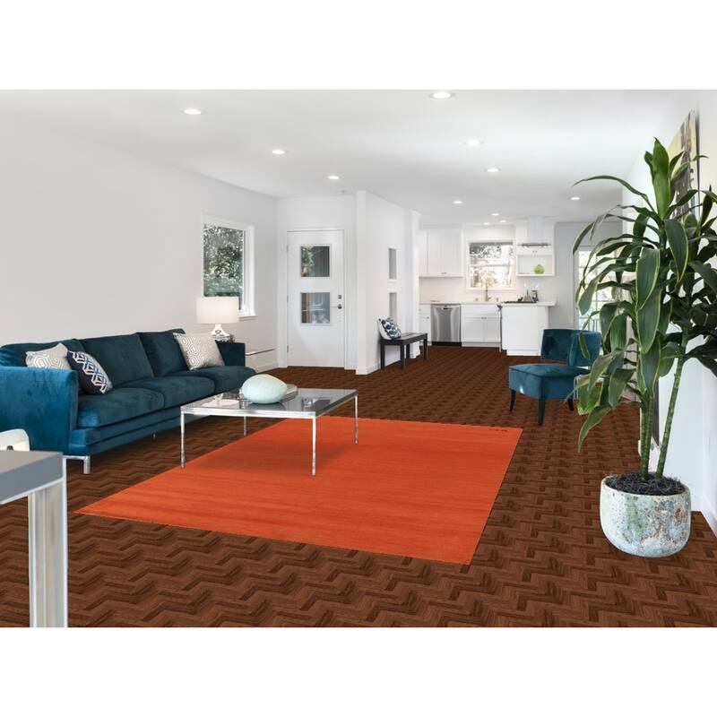 Orange Modern Gabbeh Oriental Area Rug Handmade Wool Carpet - 5'7" x 7'10"