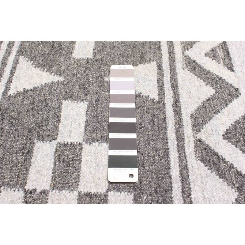 ECARPETGALLERY Flat-Weave Ankara FW Dark Grey Wool Kilim - 5'3 x 8'0