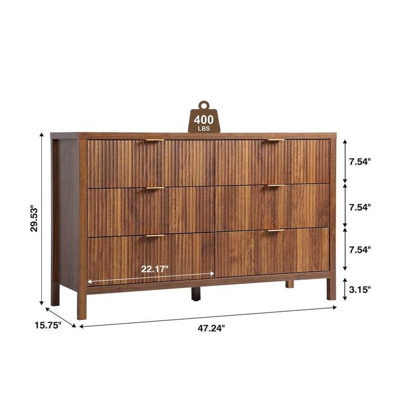 Wooden 6 Drawer Storage Dresser Cabinet/Chest of Drawers