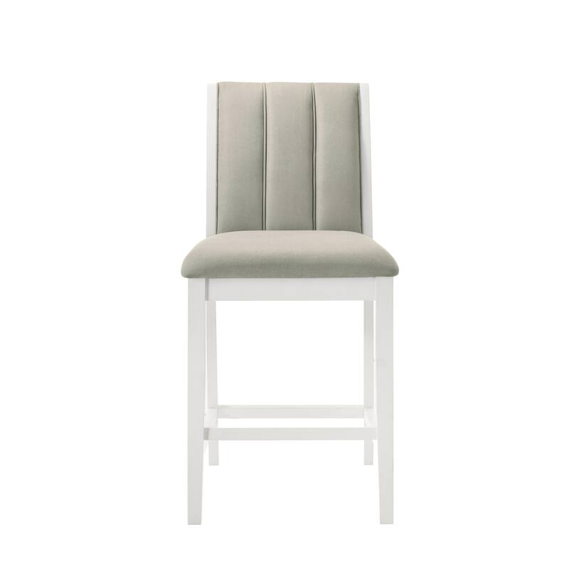 Nolan 26 in. Dark Roast Counter Height Rubberwood Barstool with Grey Fabric Seat - Set of 2