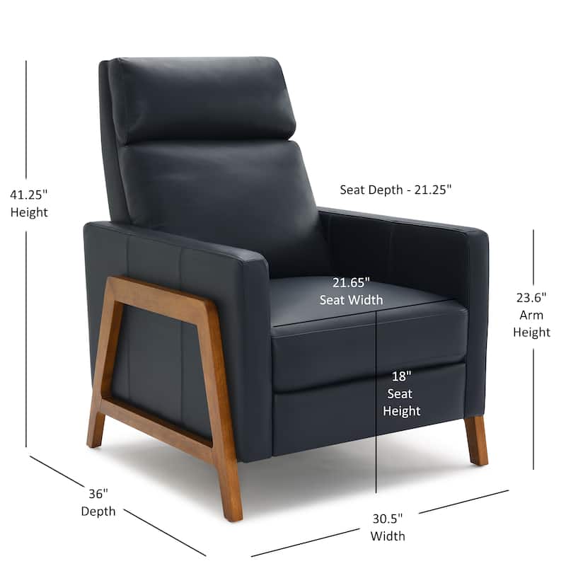 Roland Top Grain Leather Push Back Recliner by Greyson Living On Sale