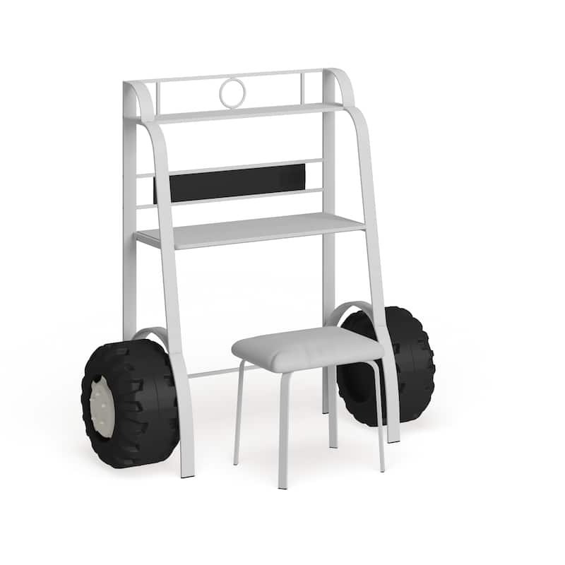Furniture of America Siln White 2-piece Racing Writing Desk Set - White