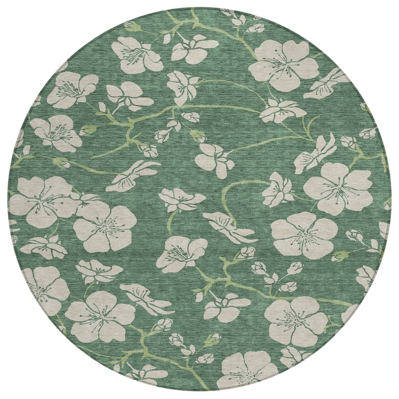 Machine Washable Indoor/ Outdoor Floral Zen Chantille Rug
