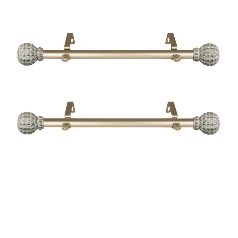 Art Nouveau Curtain Rods - Set of 2 - 12-20" - Resin Finials - Steel Rod - Home Decor - 20