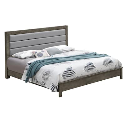 Padded Faux Leather Panel Full Bed - 81" - Gray