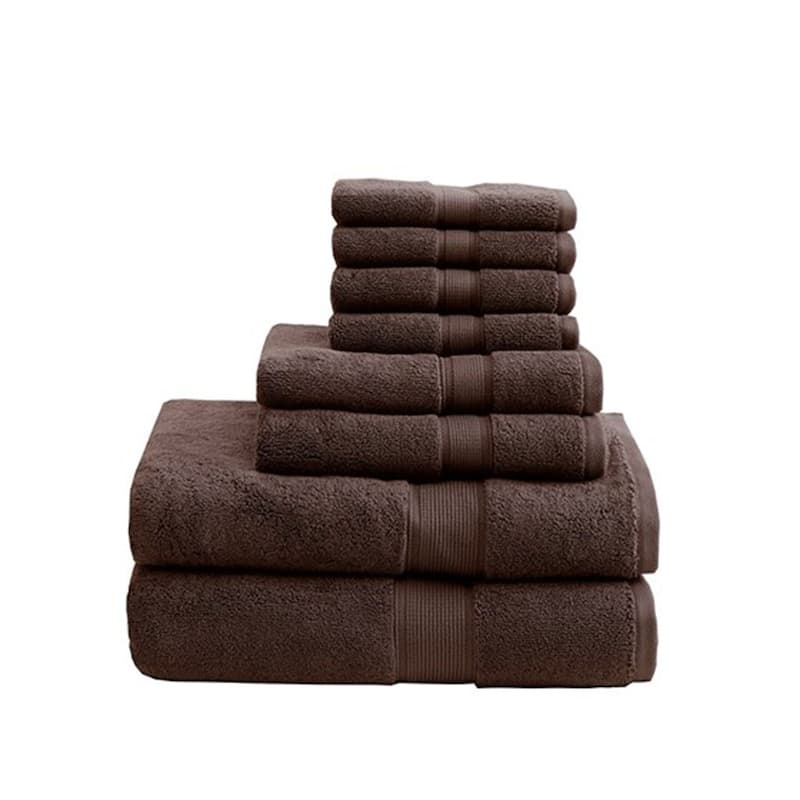 One hundred percent Cotton 8 Piece Antimicrobial Towel Set