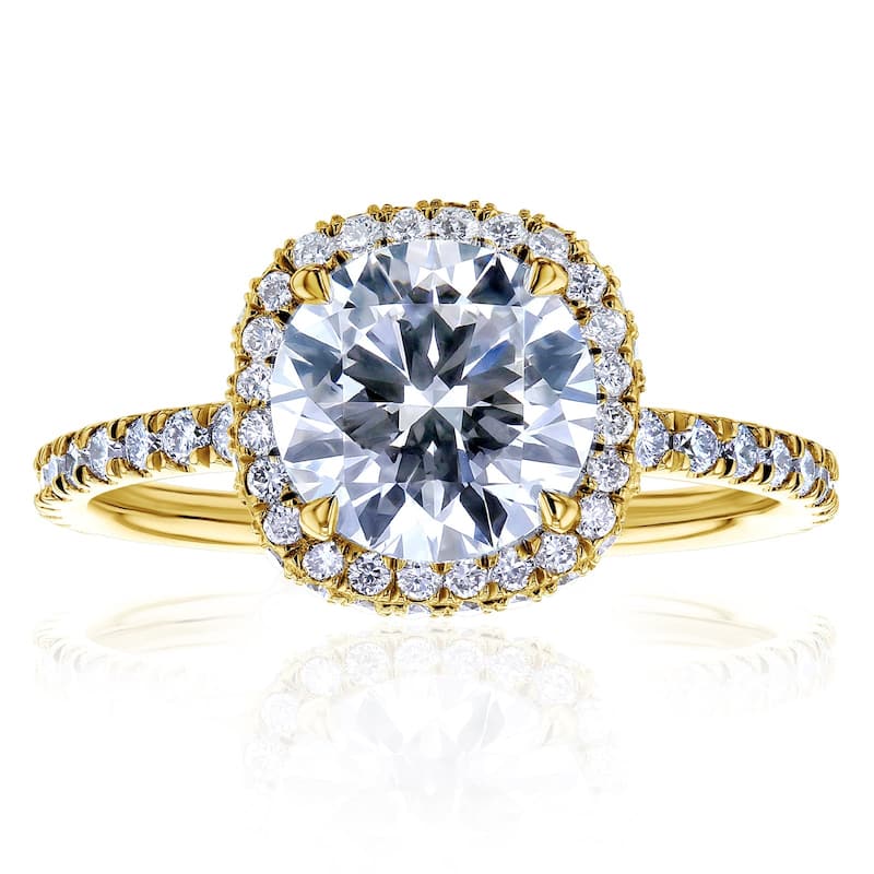 Kobelli 2.75 Carats Lab Grown Diamond Certified 14k Solid Gold Near Eternity Wrap Halo Snow Cone Ring - Yellow - 11