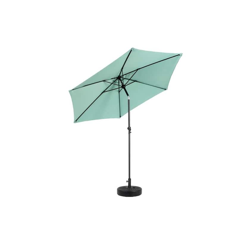 Push-Button Tilt 9FT Patio Umbrella - Easy Crank Lift, 6 Sturdy Ribs (Base Not Included)